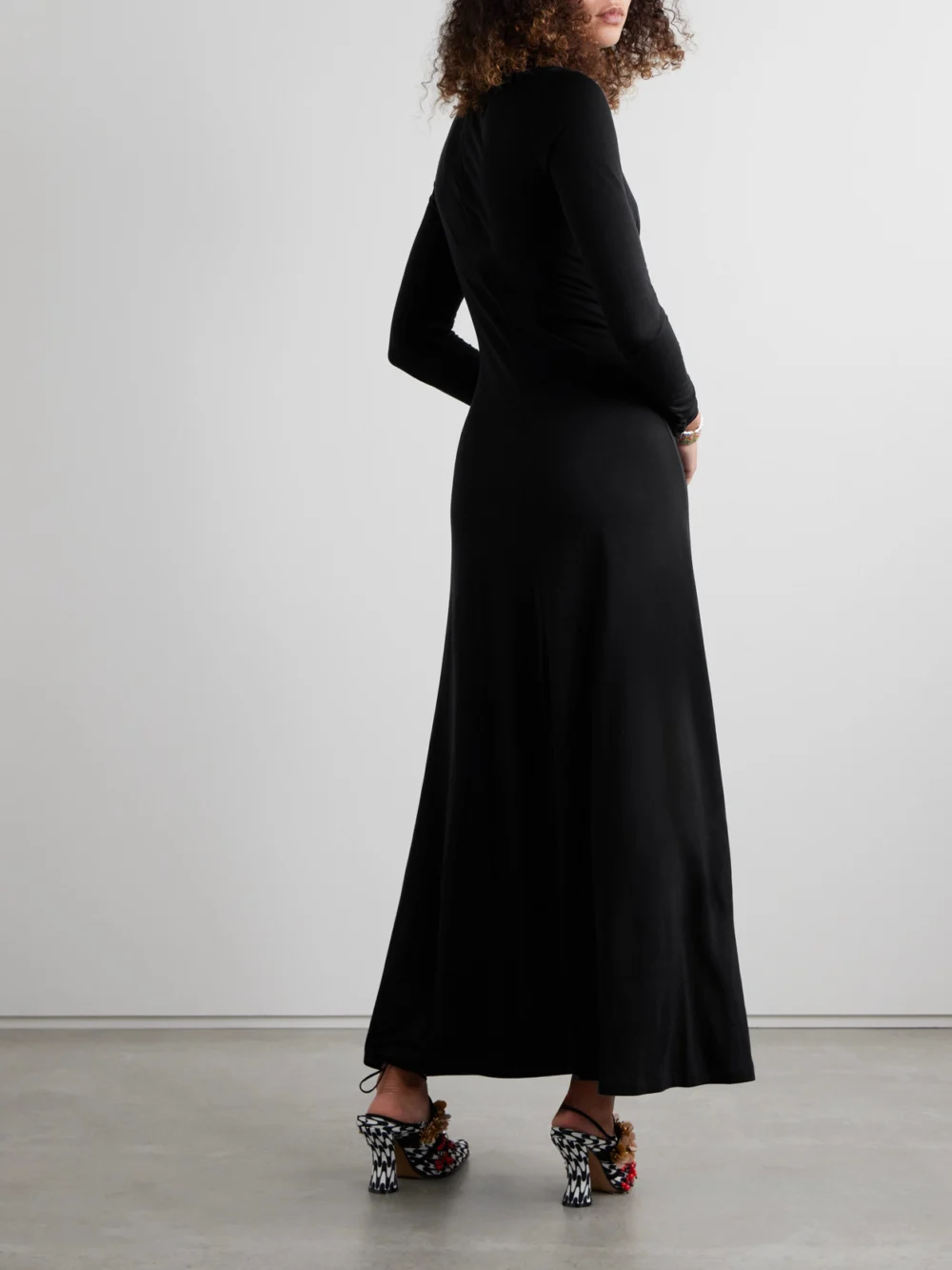 Back view of the Ulla Johnson Ceryse Ruched Lyocell-jersey Maxi Dress