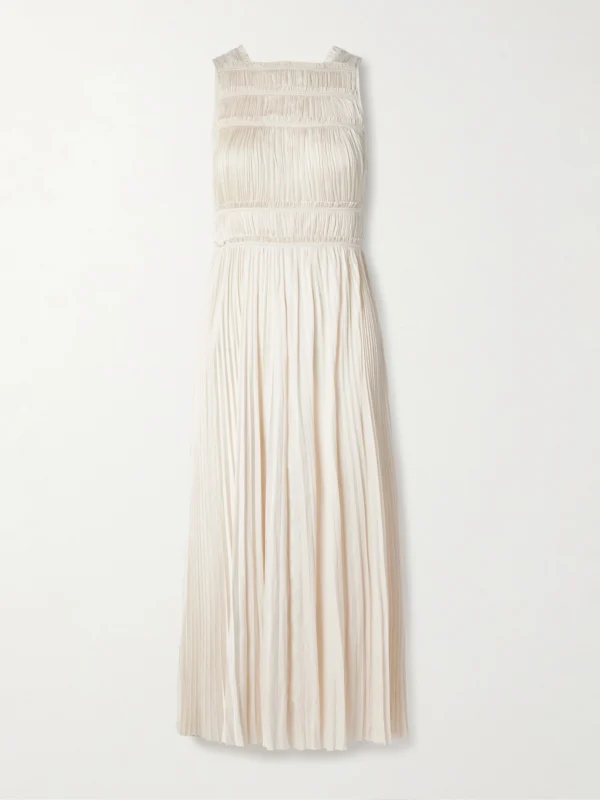 Ulla Johnson Elle Paneled Plissé-satin Midi Dress
