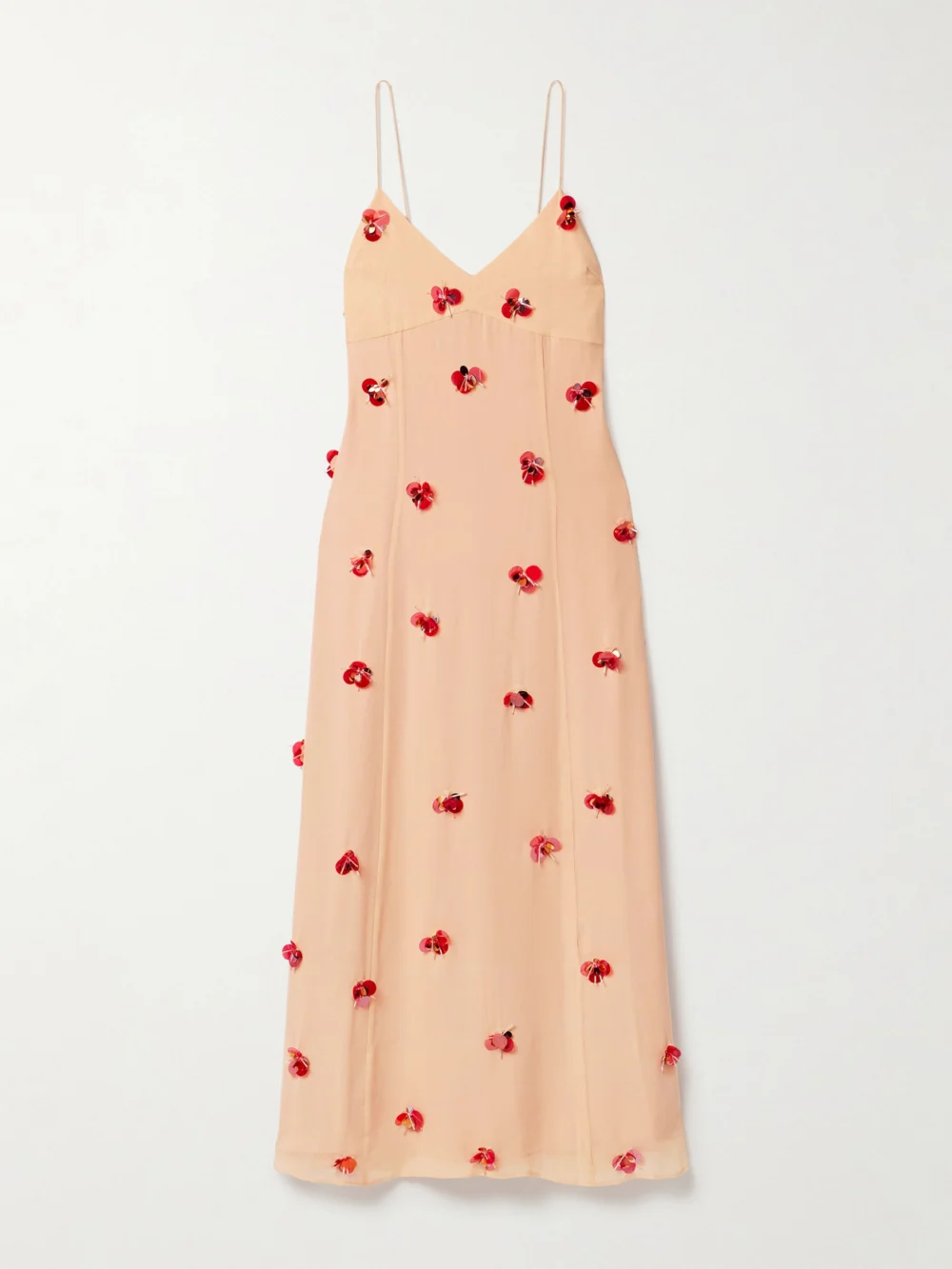 Ulla Johnson Eve Embellished Silk-chiffon Midi Dress in peach