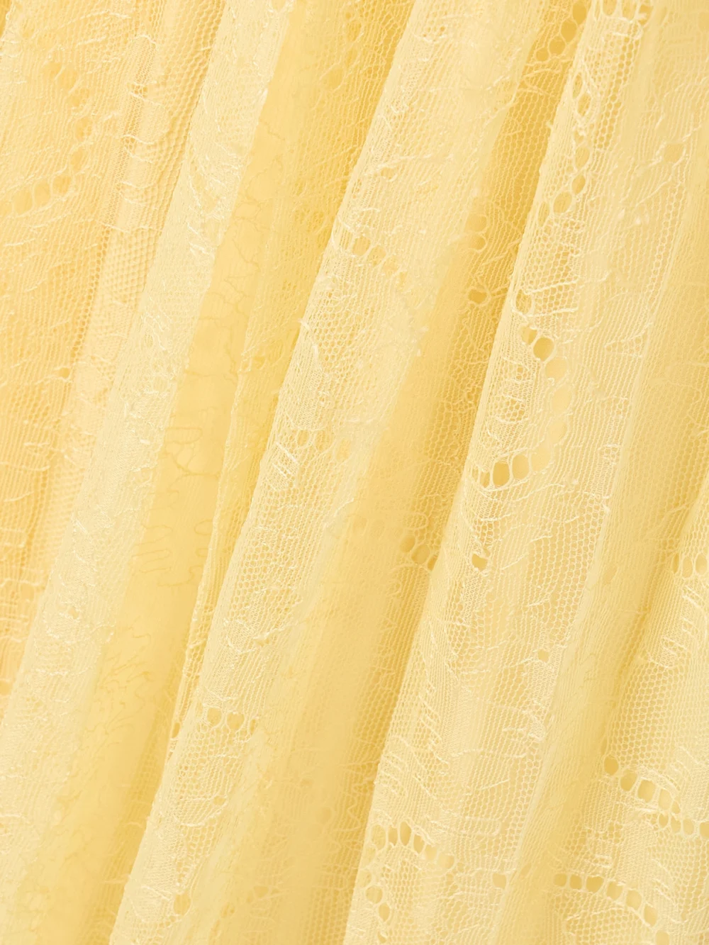 Close-up detail of the Ulla Johnson Florelle Ruched Chantilly Lace Maxi Dress