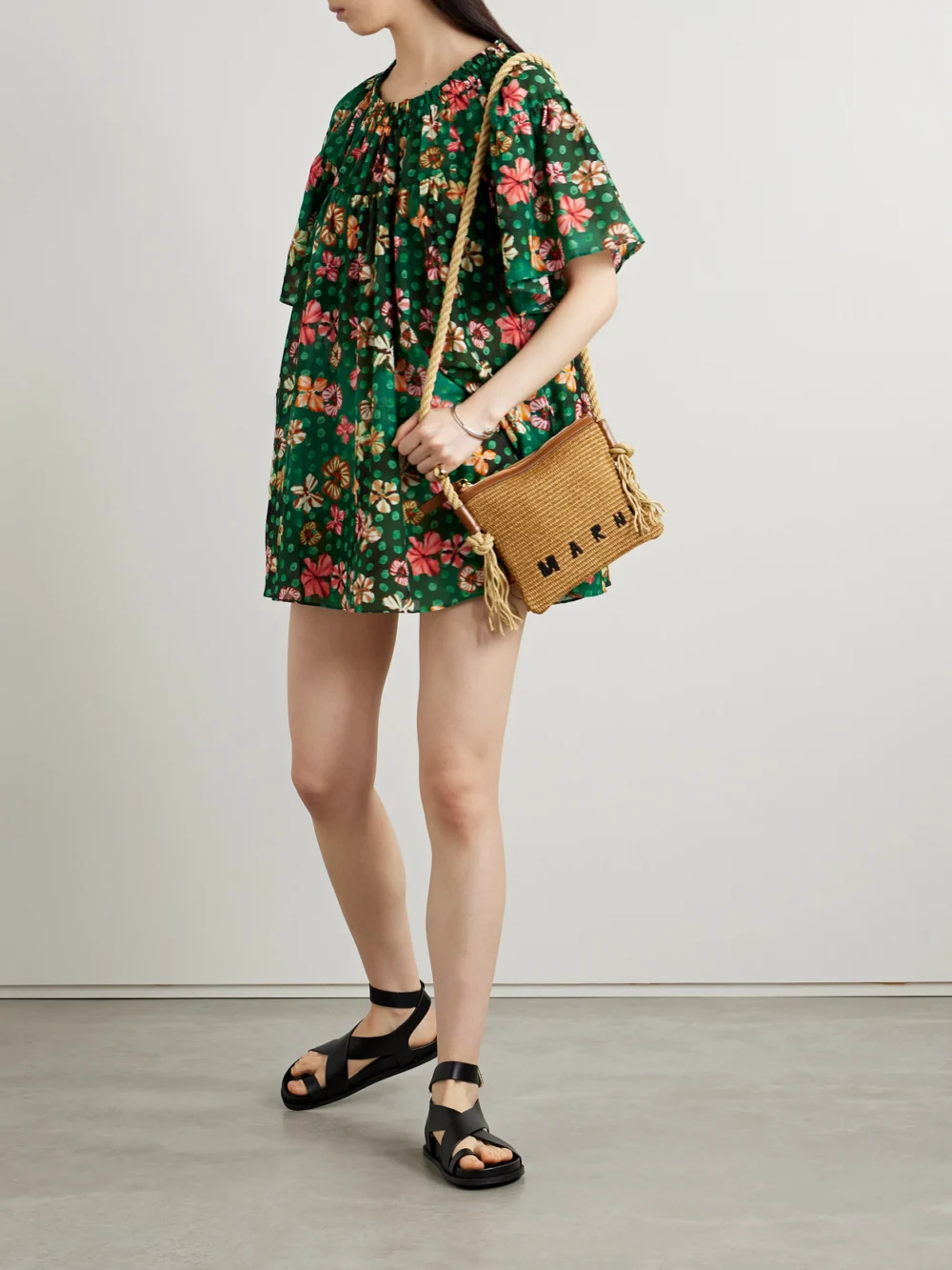 Ulla Johnson Gallia Printed Cotton-blend Voile Mini Dress, worn by a model