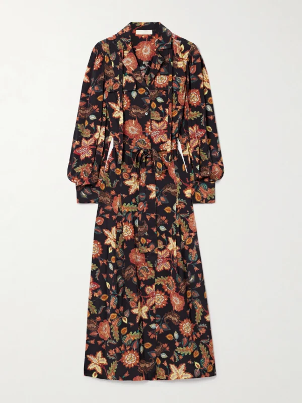 Ulla Johnson Giselle Belted Floral-print Silk Midi Dress
