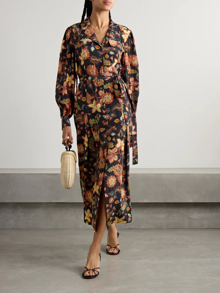 Ulla Johnson Giselle Belted Floral-print Silk Midi Dress