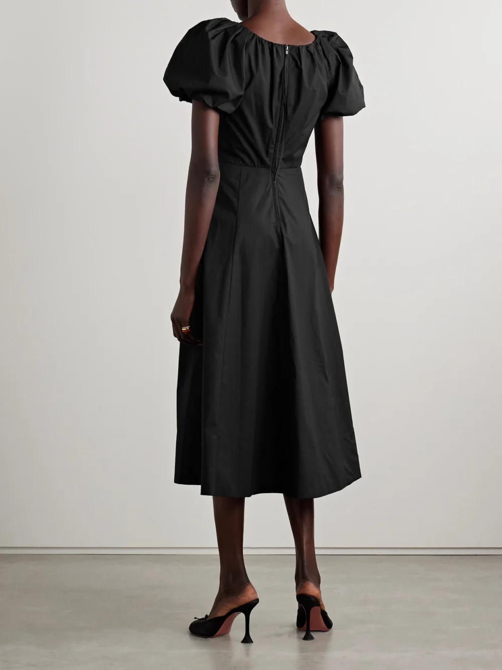 Back view of the Ulla Johnson Imara Gathered Cotton-poplin Midi Dress