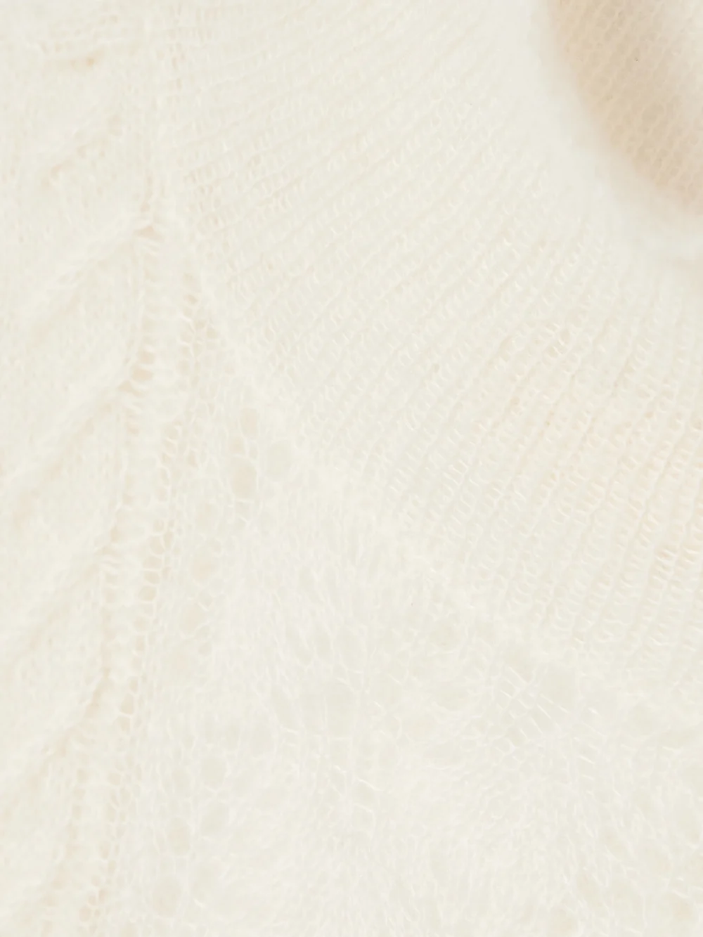 Close-up detail of the Ulla Johnson Kassia Pointelle-knit Alpaca-blend Turtleneck Maxi Dress