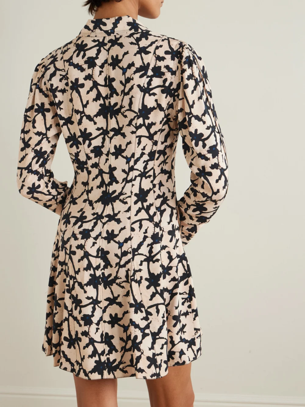 Back view of the Ulla Johnson Roanne Printed Crepe Mini Dress
