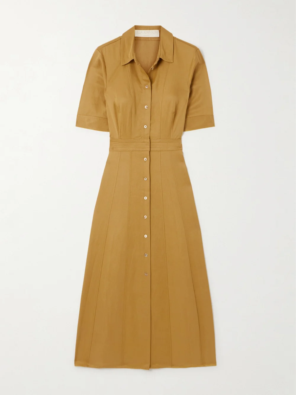 Ulla Johnson Vallis Lyocell-blend Twill Midi Shirt Dress in tan