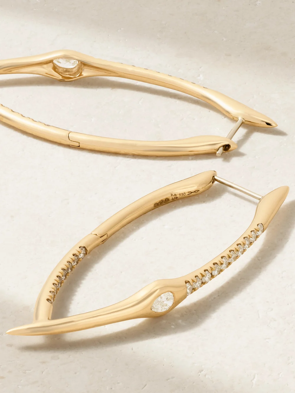 Back view of the Uniform Object Axle 18-karat Gold Diamond Earrings