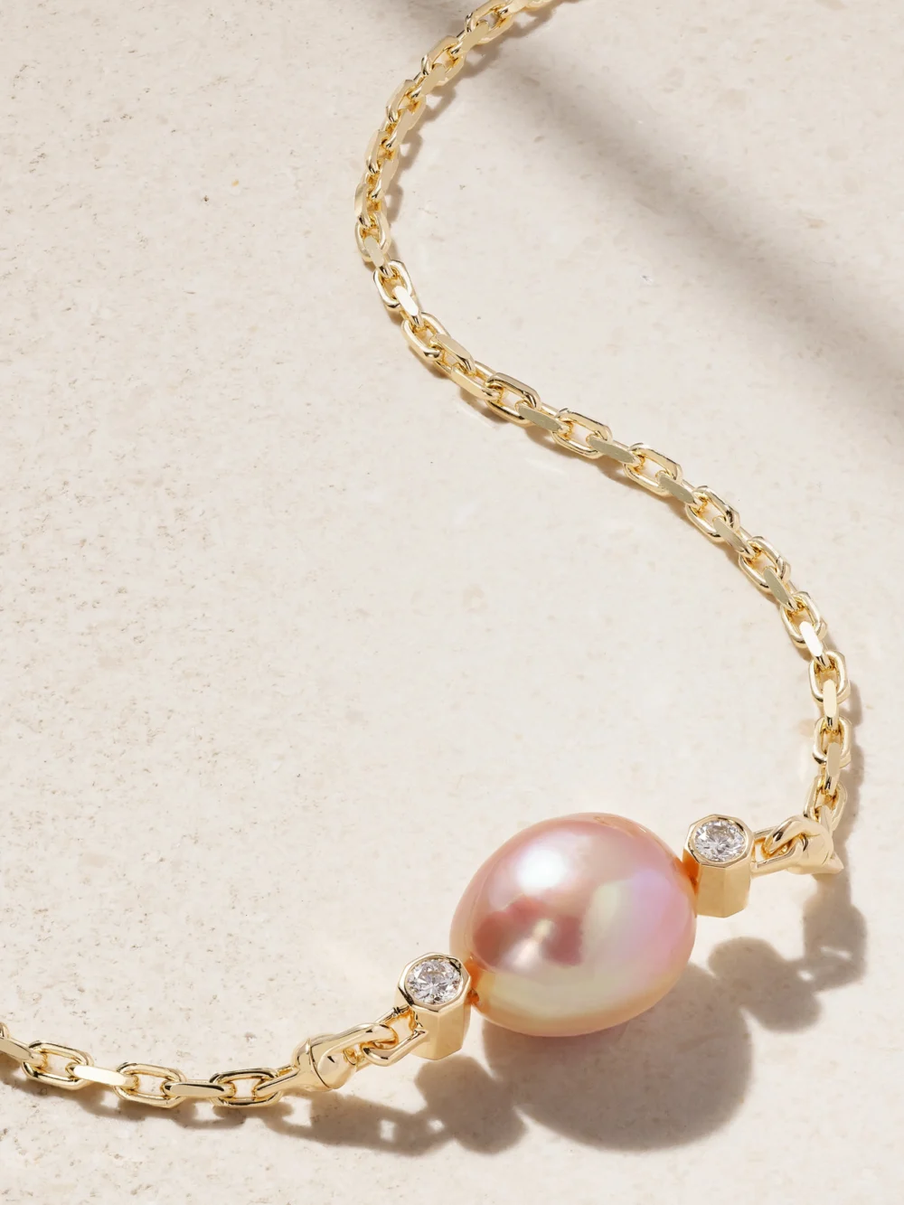 Uniform Object Machina 18-karat Gold, Pearl and Diamond Necklace
