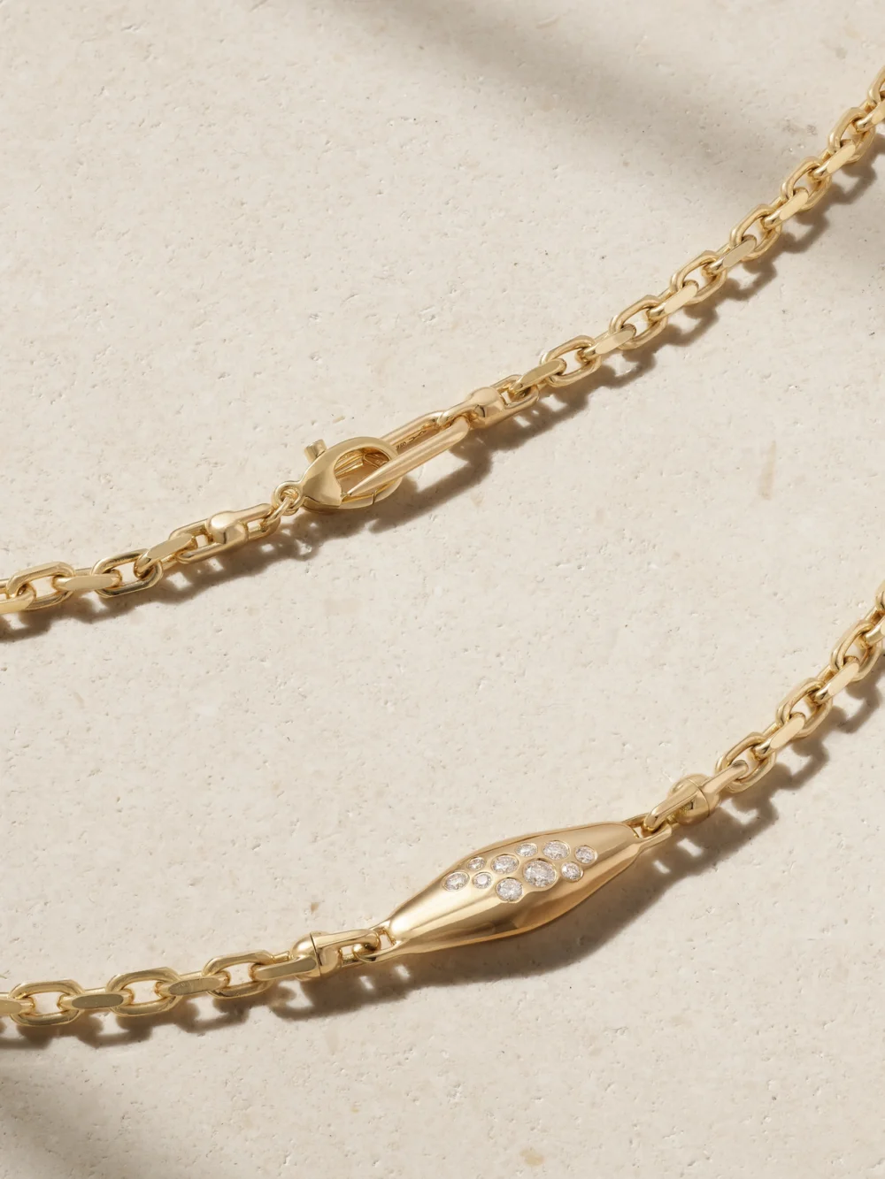 Back view of the Uniform Object Mini Vessel 18-karat Gold Diamond Necklace