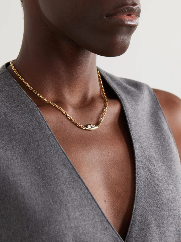 Uniform Object Mini Vessel 18-karat Gold Diamond Necklace
