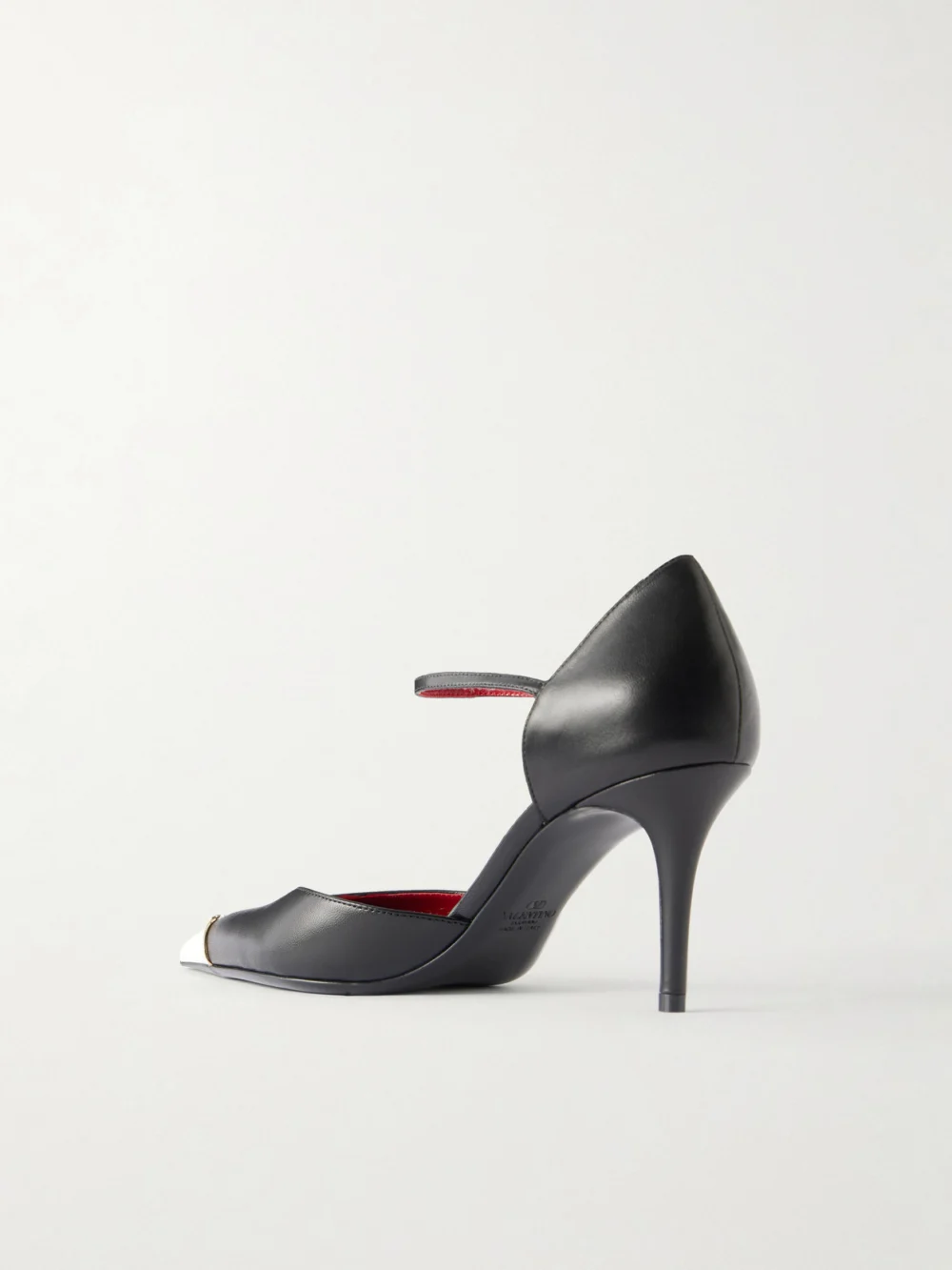 Back view of the Valentino Garavani 75 Logo-embellished Leather Pumps