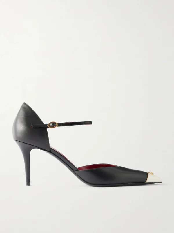 Valentino Garavani 75 Logo-embellished Leather Pumps