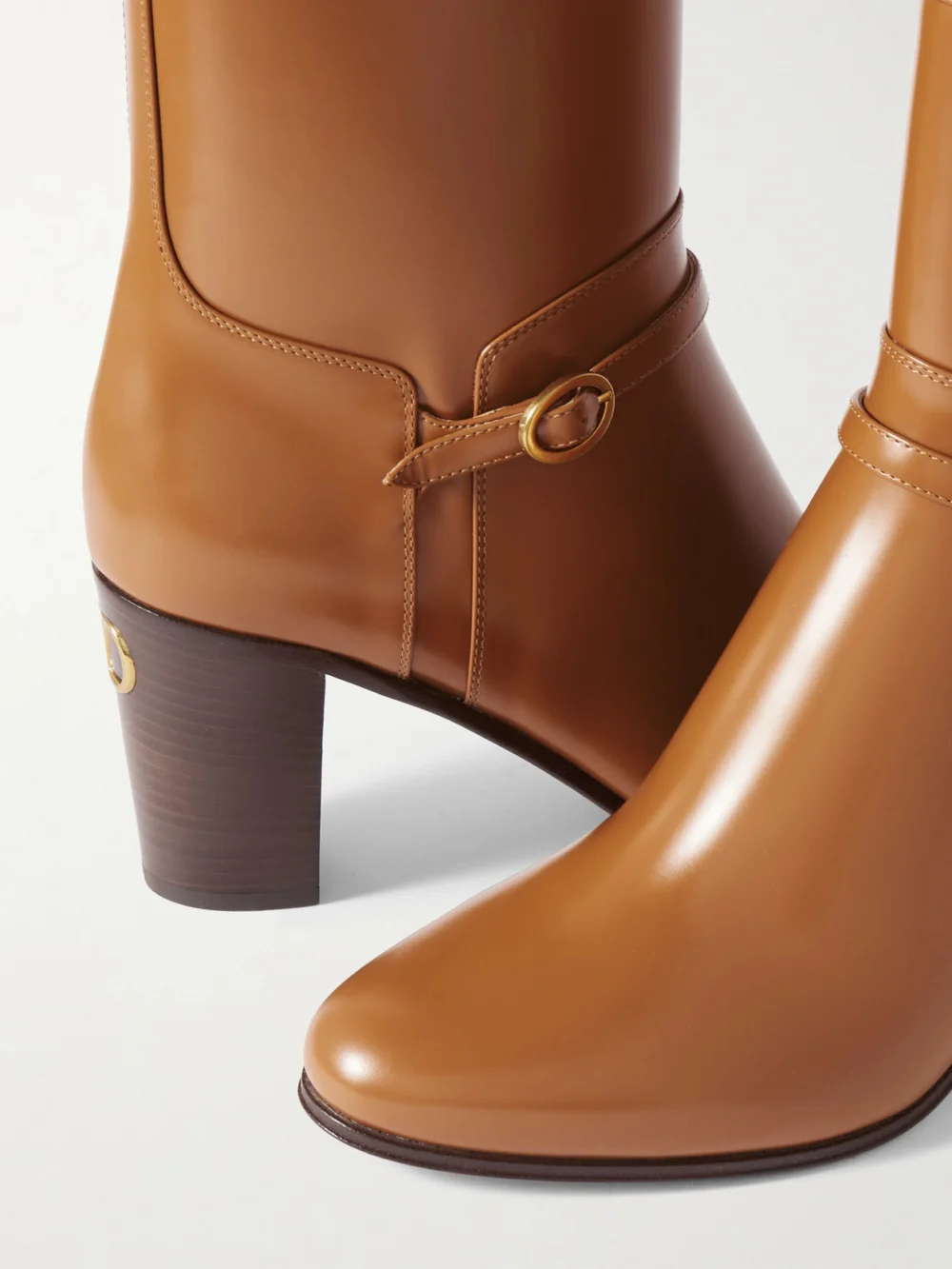 Close-up detail of the Valentino Garavani 80 Leather Ankle Boots