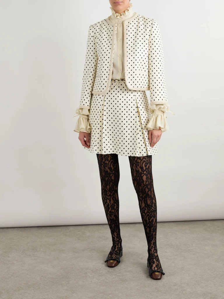 Valentino Garavani Aline Polka-dot Canvas Mini Skirt