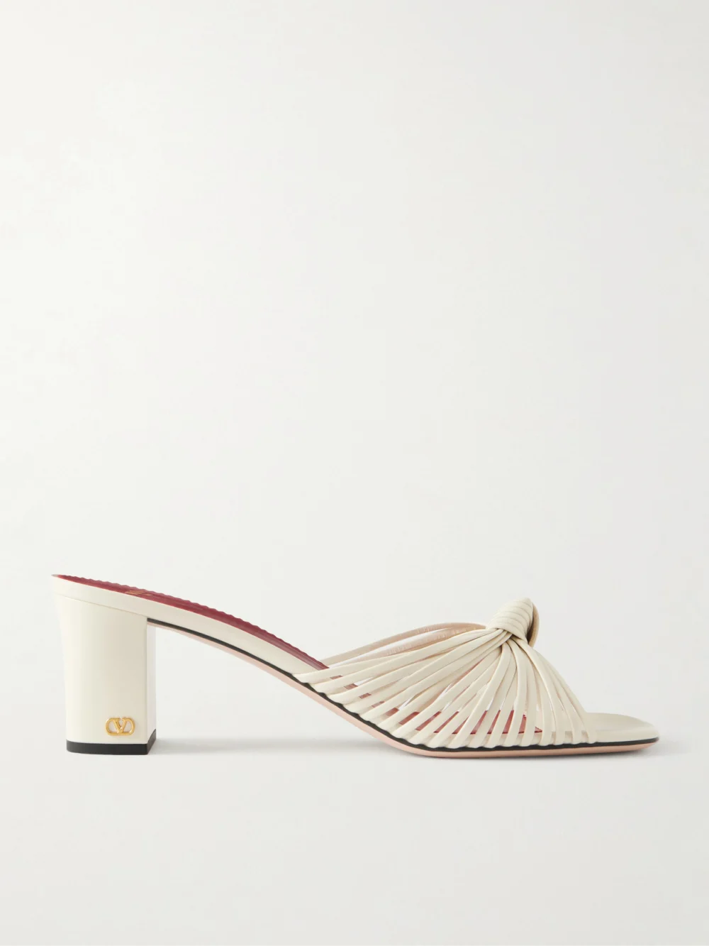 Valentino Garavani Annet 60 Woven Leather Mules in white