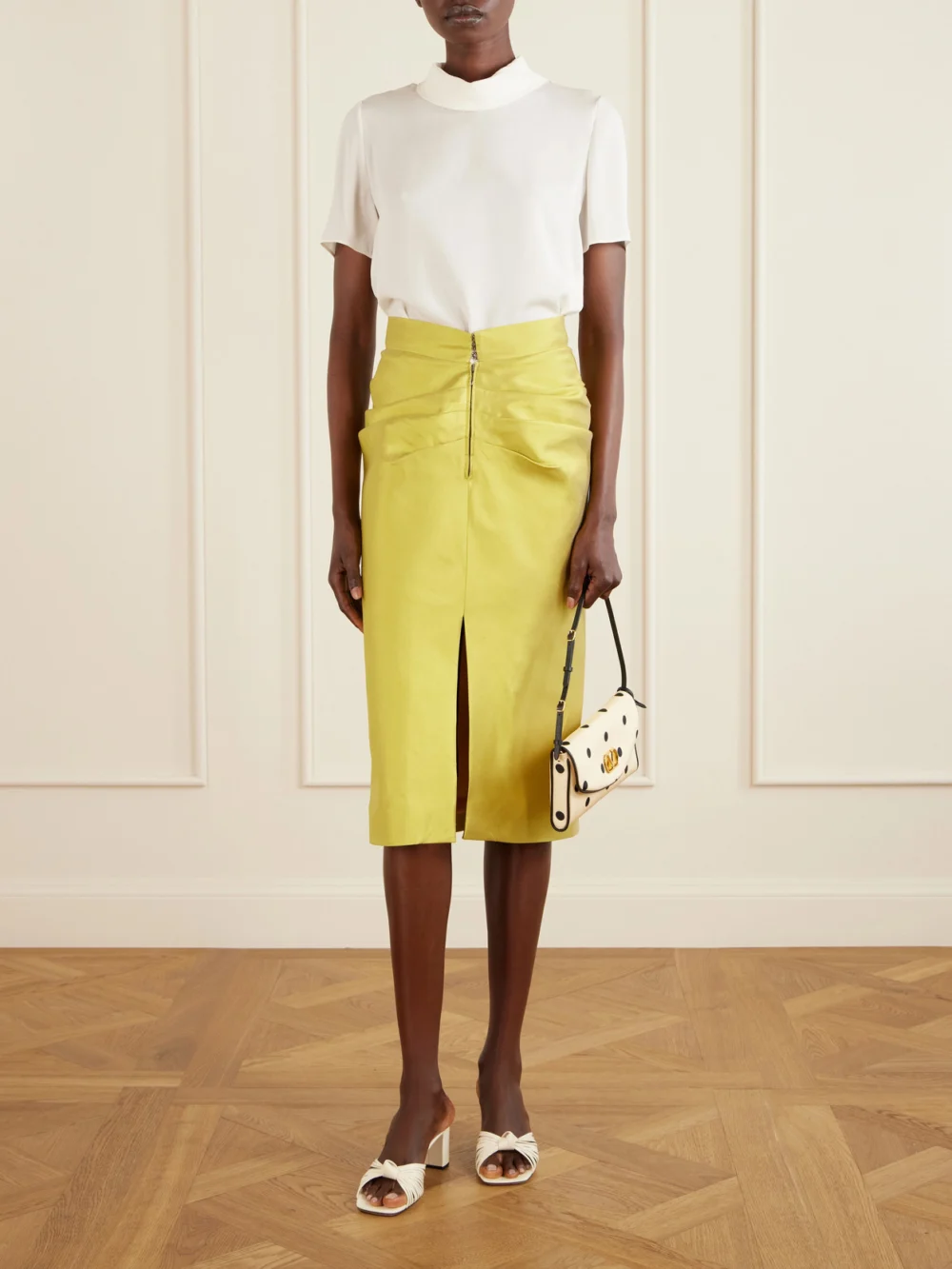 Valentino Garavani Annet 60 Woven Leather Mules, styled view