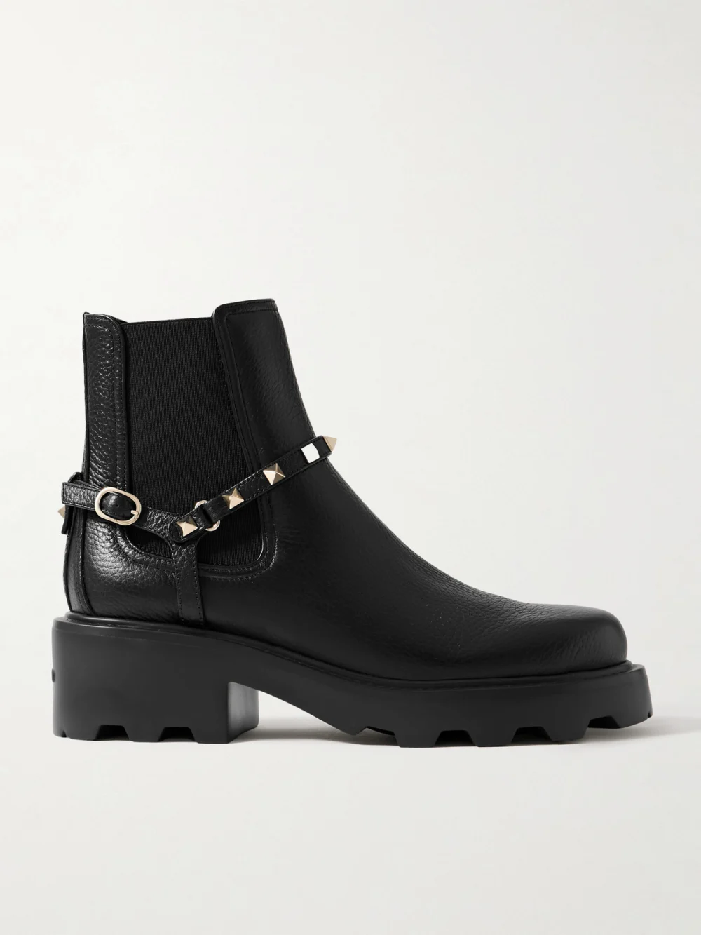 Valentino Garavani Beatle Rockstud 55 Leather Chelsea Boots in black