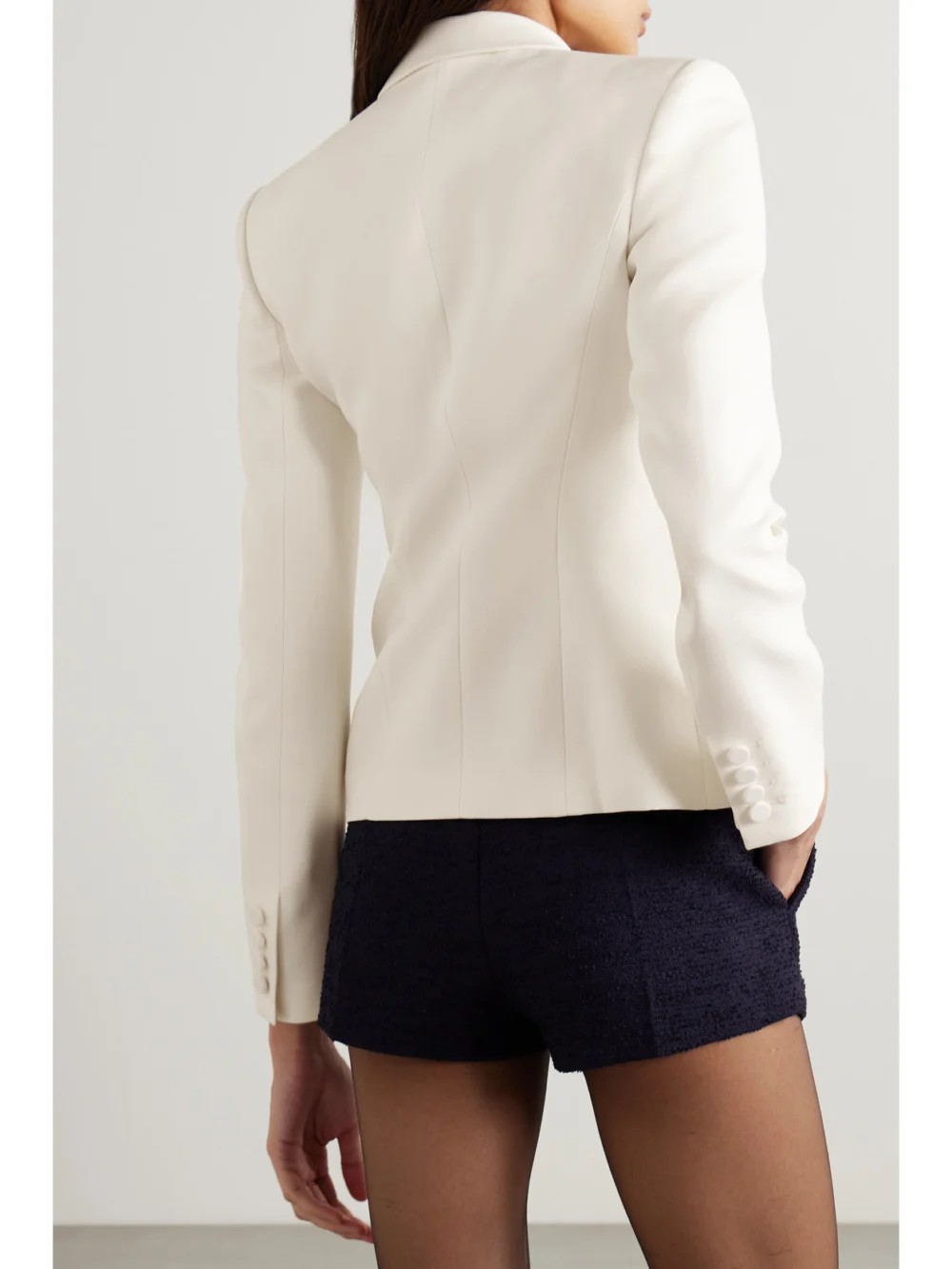Back view of the Valentino Garavani Bow-detailed Wool and Silk-blend Crepe Jacket