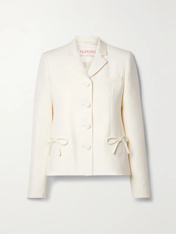 Valentino Garavani Bow-detailed Wool and Silk-blend Crepe Jacket