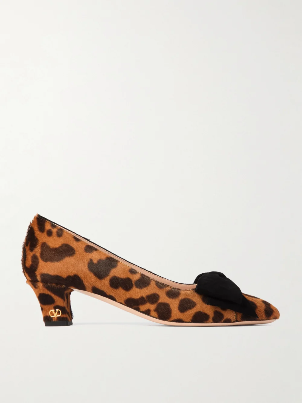 Valentino Garavani Bowow 25 Suede-trimmed Leopard-print Calf Hair Pumps in leopard print