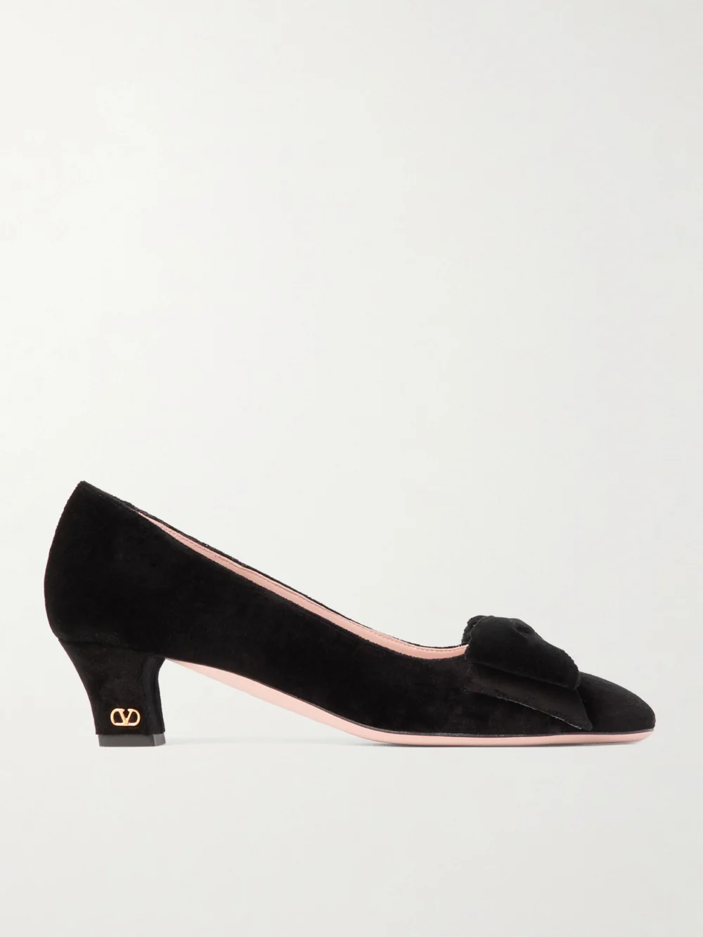 Valentino Garavani Bowow 45 Bow-embellished Velvet Pumps in black