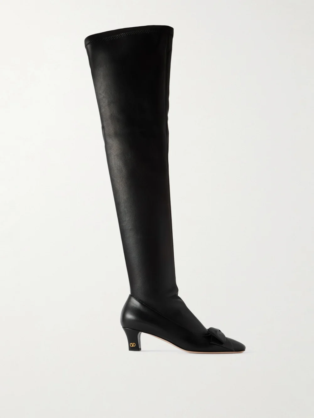 Valentino Garavani Bowow 45 Leather Over-the-knee Boots in black