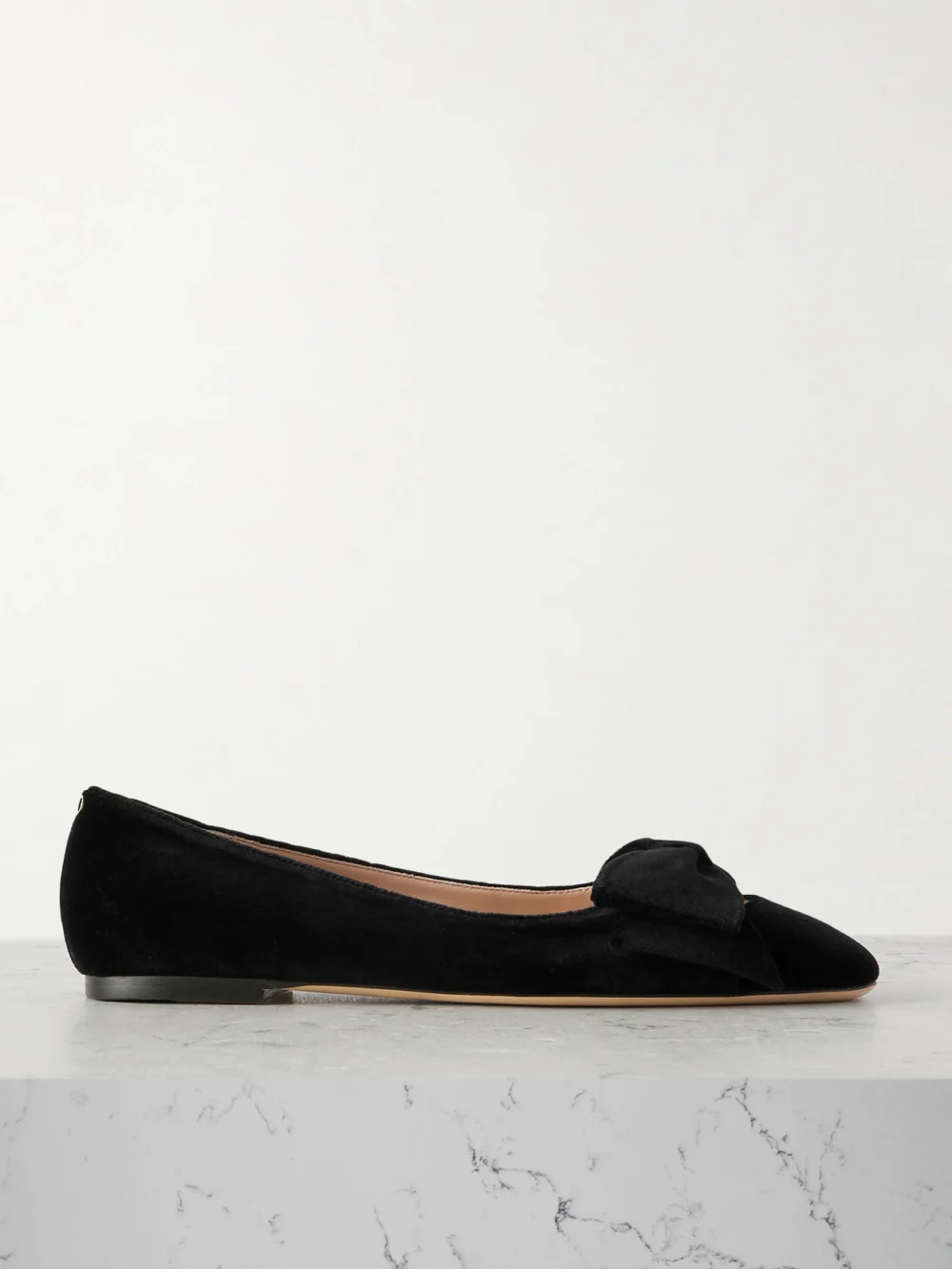Valentino Garavani Bowow Cutout Velvet Ballet Flats in black