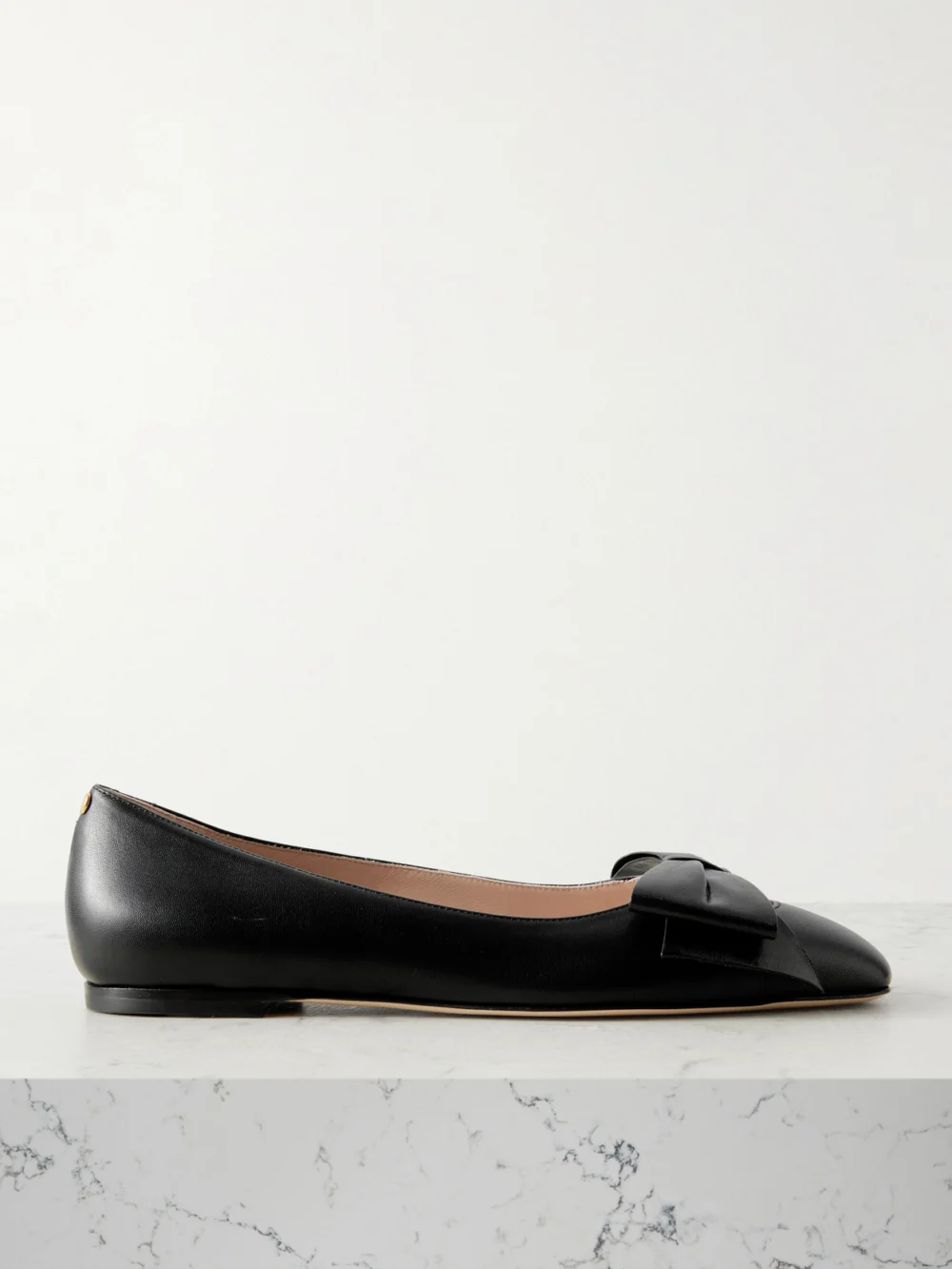 Valentino Garavani Bowow Leather Ballet Flats in black