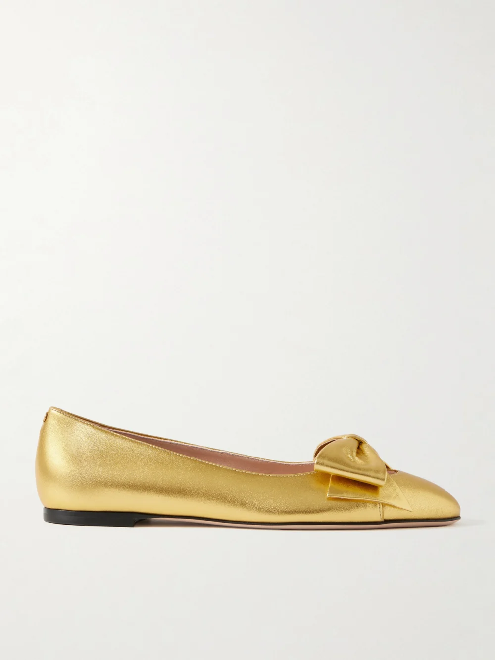 Valentino Garavani Bowow Metallic Leather Ballet Flats in gold