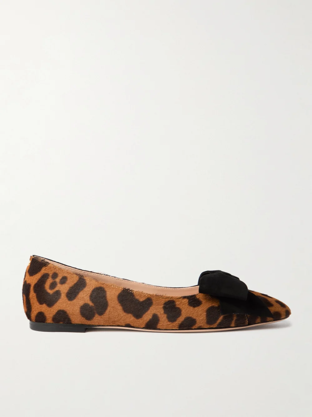 Valentino Garavani Bowow Suede-trimmed Leopard-print Calf Hair Ballet Flats in leopard print