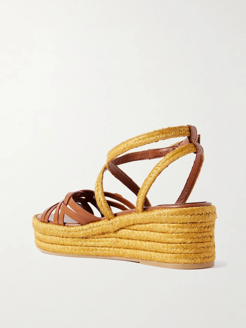 Back view of the Valentino Garavani Bribri 60 Leather Platform Espadrille Sandals