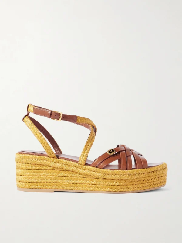 Valentino Garavani Bribri 60 Leather Platform Espadrille Sandals