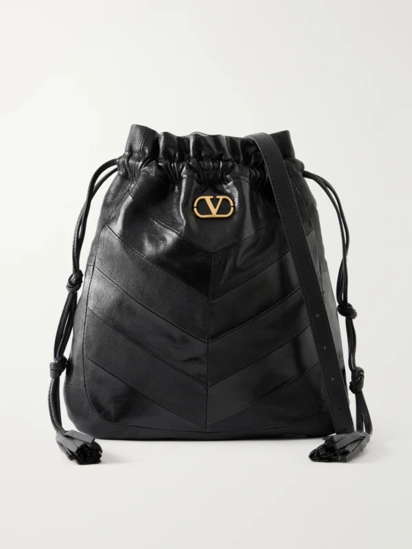 Valentino Garavani Buckette Logo-embellished Drawstring Leather Shoulder Bag