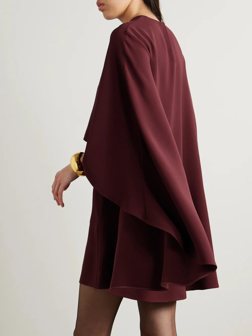 Back view of the Valentino Garavani Cape-effect Silk-crepe Mini Dress