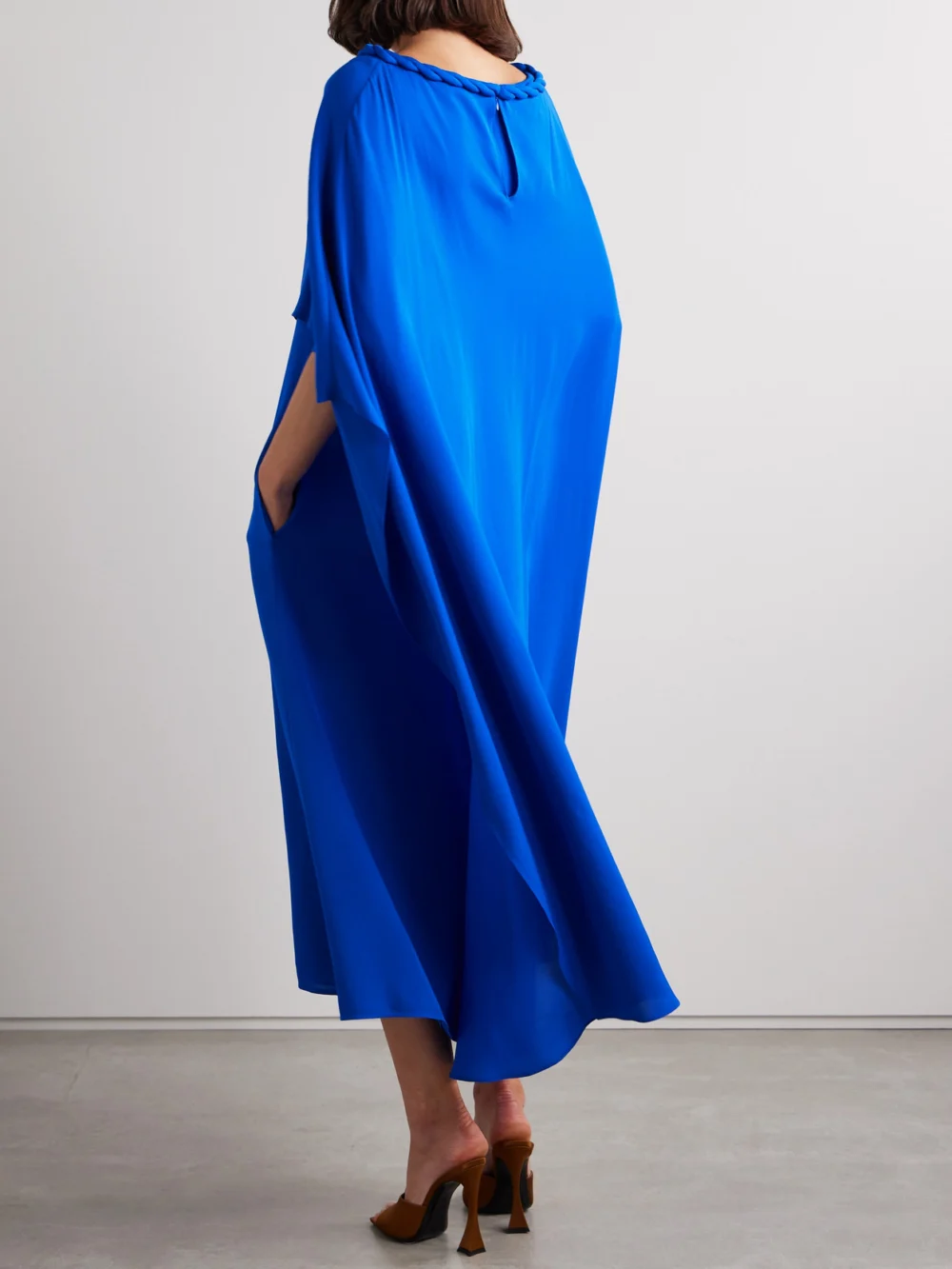 Back view of the Valentino Garavani Cape-effect Silk-georgette Midi Dress