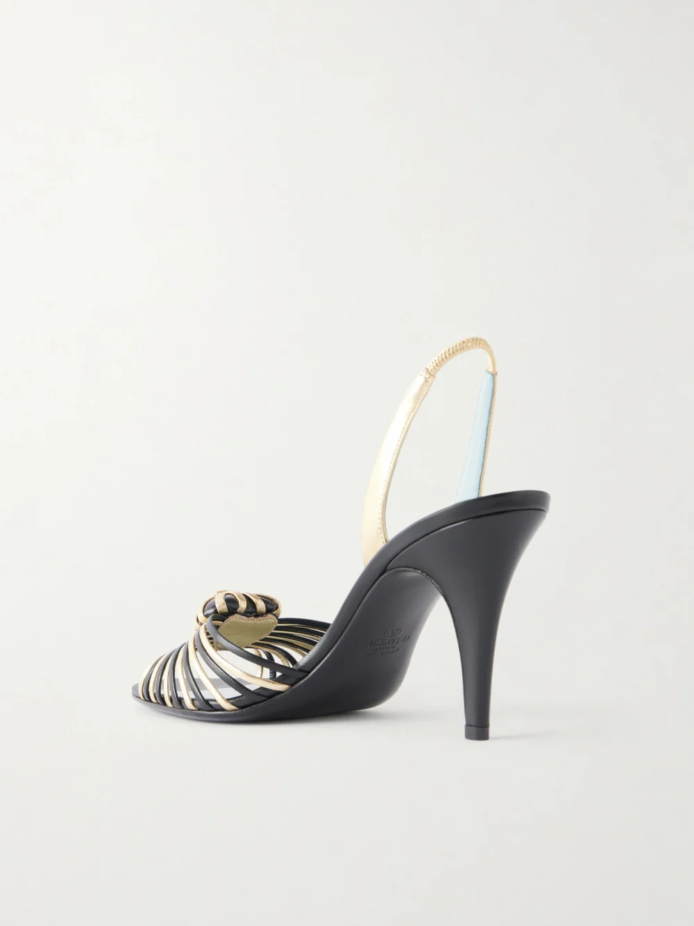 Back view of the Valentino Garavani Coeur Royal 85 Embellished Leather Sandals