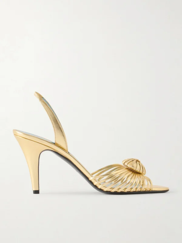 Valentino Garavani Coeur Royal 85 Logo-embellished Metallic Leather Sandals