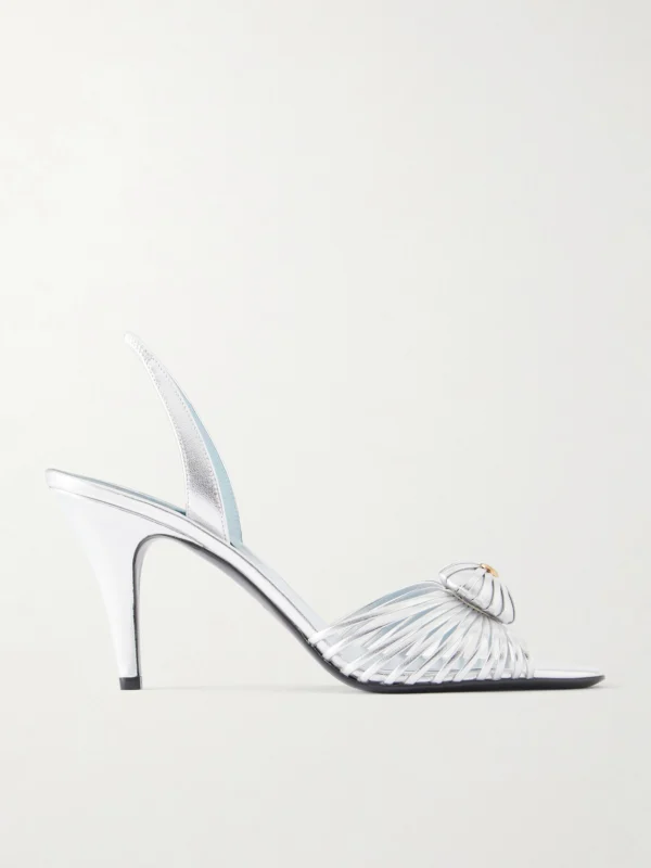 Valentino Garavani Coeur Royal 85 Logo-embellished Metallic Leather Sandals