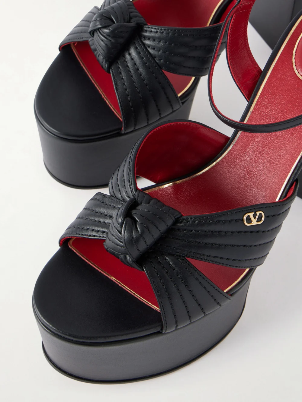 Close-up detail of the Valentino Garavani Crasher 125 Leather Platform Sandals