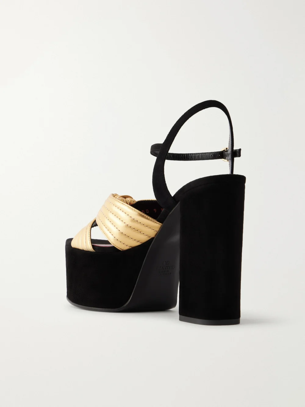 Back view of the Valentino Garavani Crasher 125 Leather-trimmed Suede Sandals