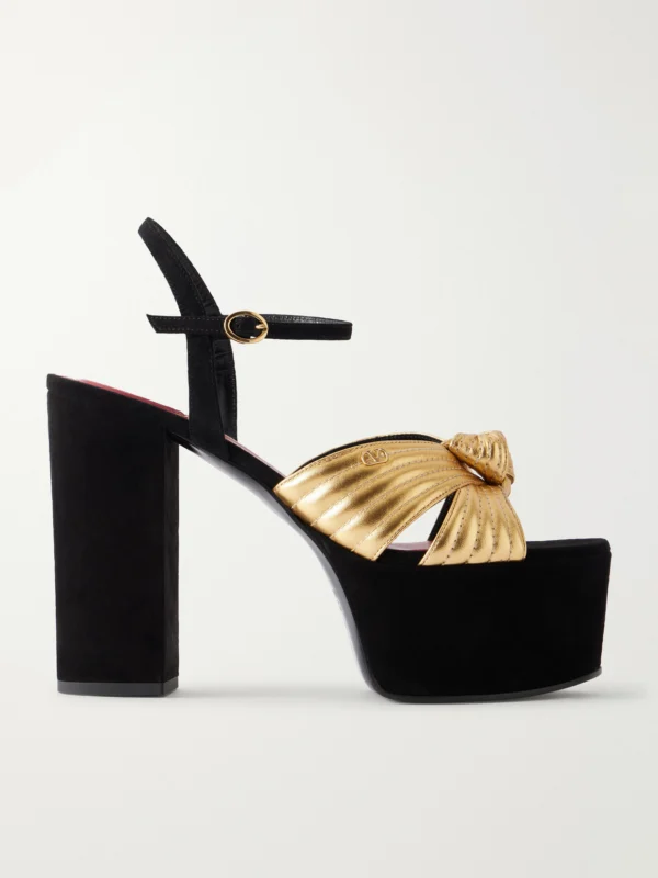 Valentino Garavani Crasher 125 Leather-trimmed Suede Sandals