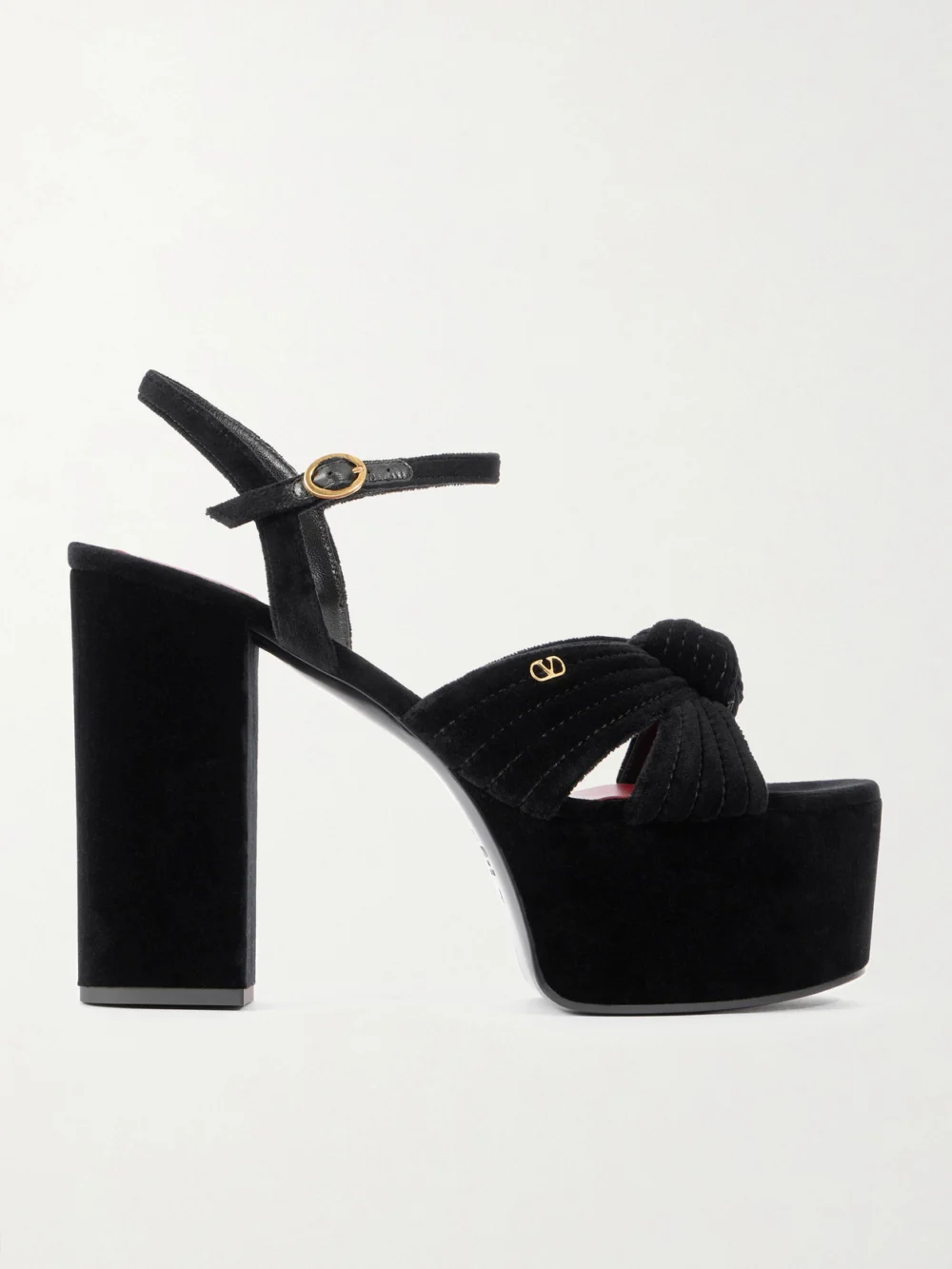 Valentino Garavani Crasher 125 Velvet Platform Sandals in black
