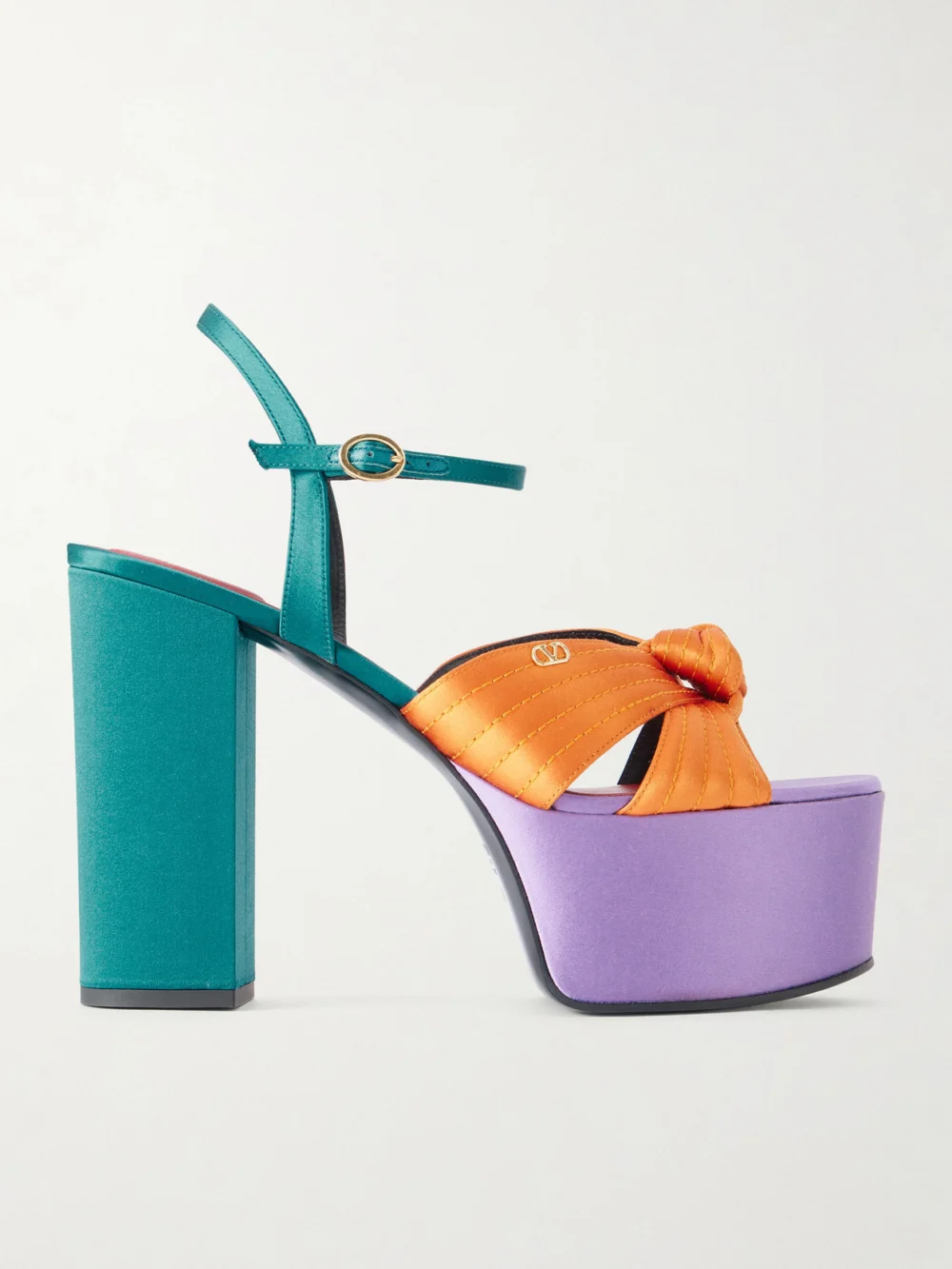Valentino Garavani Crasher 125 Vlogo-embellished Knotted Satin Sandals in multi