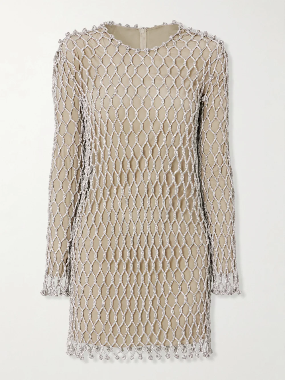 Valentino Garavani Crystal-embellished Mesh Mini Dress in silver