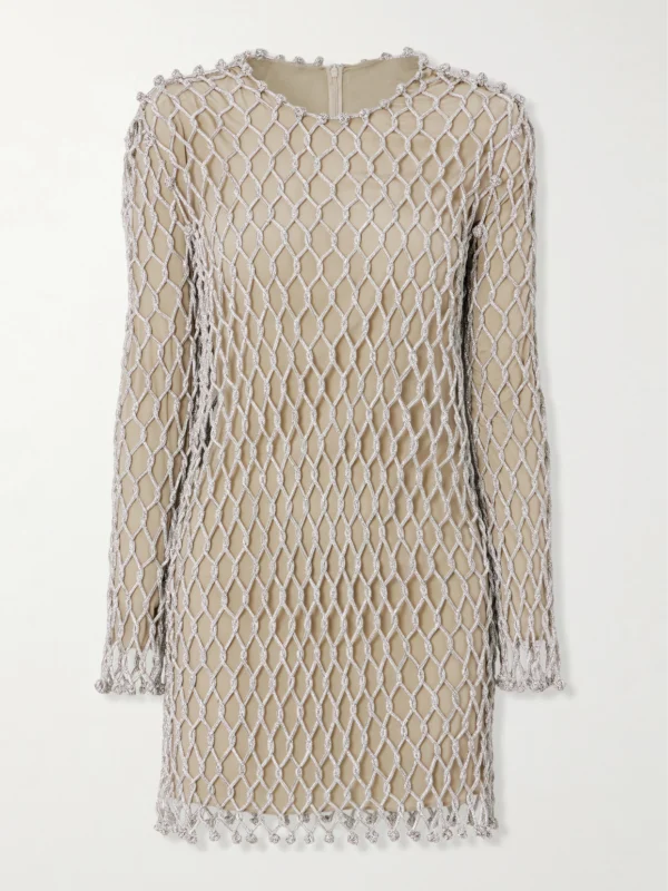 Valentino Garavani Crystal-embellished Mesh Mini Dress