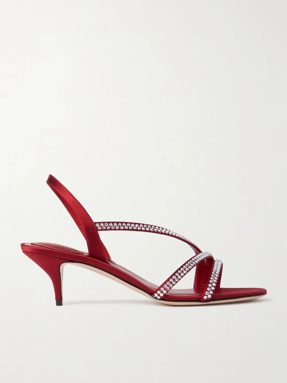 Valentino Garavani Dans Le Foyer 55 Crystal-embellished Satin Slingback Sandals in red