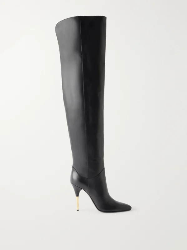 Valentino Garavani Deboot 105 Paneled Leather Over-the-knee Boots