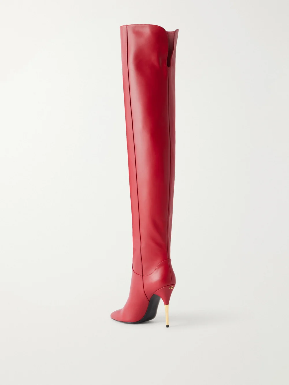 Back view of the Valentino Garavani Deboot 105 Paneled Leather Over-the-knee Boots