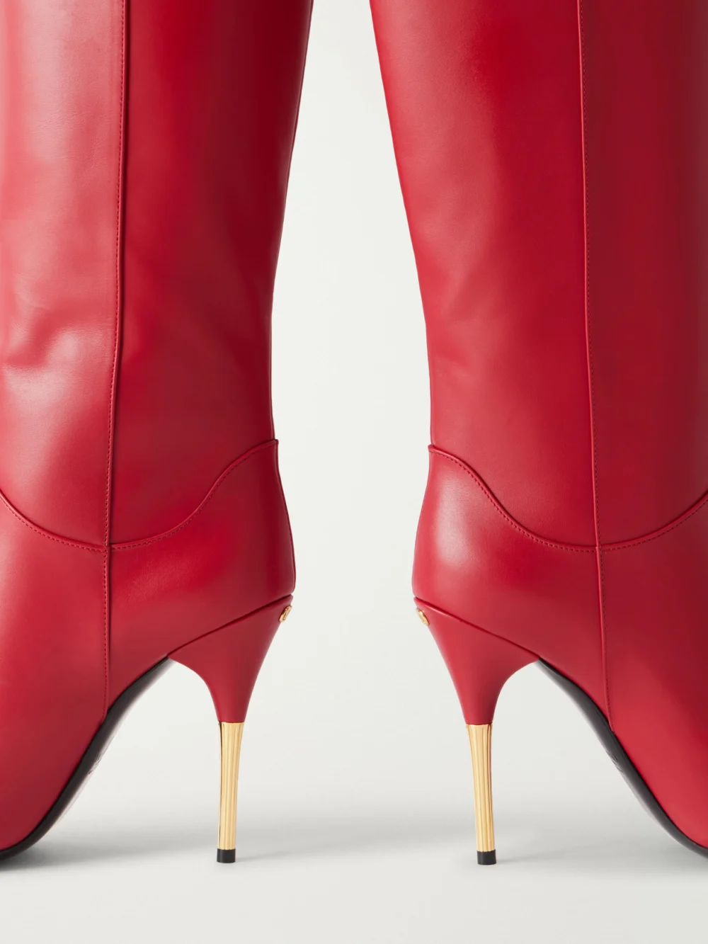 Close-up detail of the Valentino Garavani Deboot 105 Paneled Leather Over-the-knee Boots